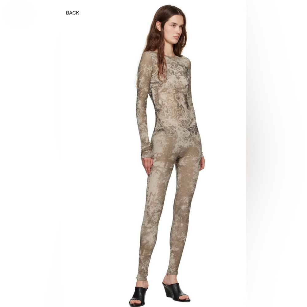 Jean Paul Gaultier Beige Taupe Printed Jumpsuit - Picture 4 of 4